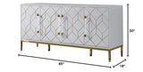 Thorne High Gloss Lacquer Sideboard/Buffet with Gold Trim in White - side view