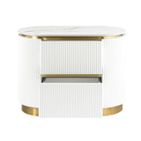 Trandell 22" High Modern Glam Faux Marble Top Nightstand - back view