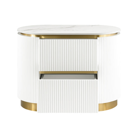 Trandell 22" High Modern Glam Faux Marble Top Nightstand - back view
