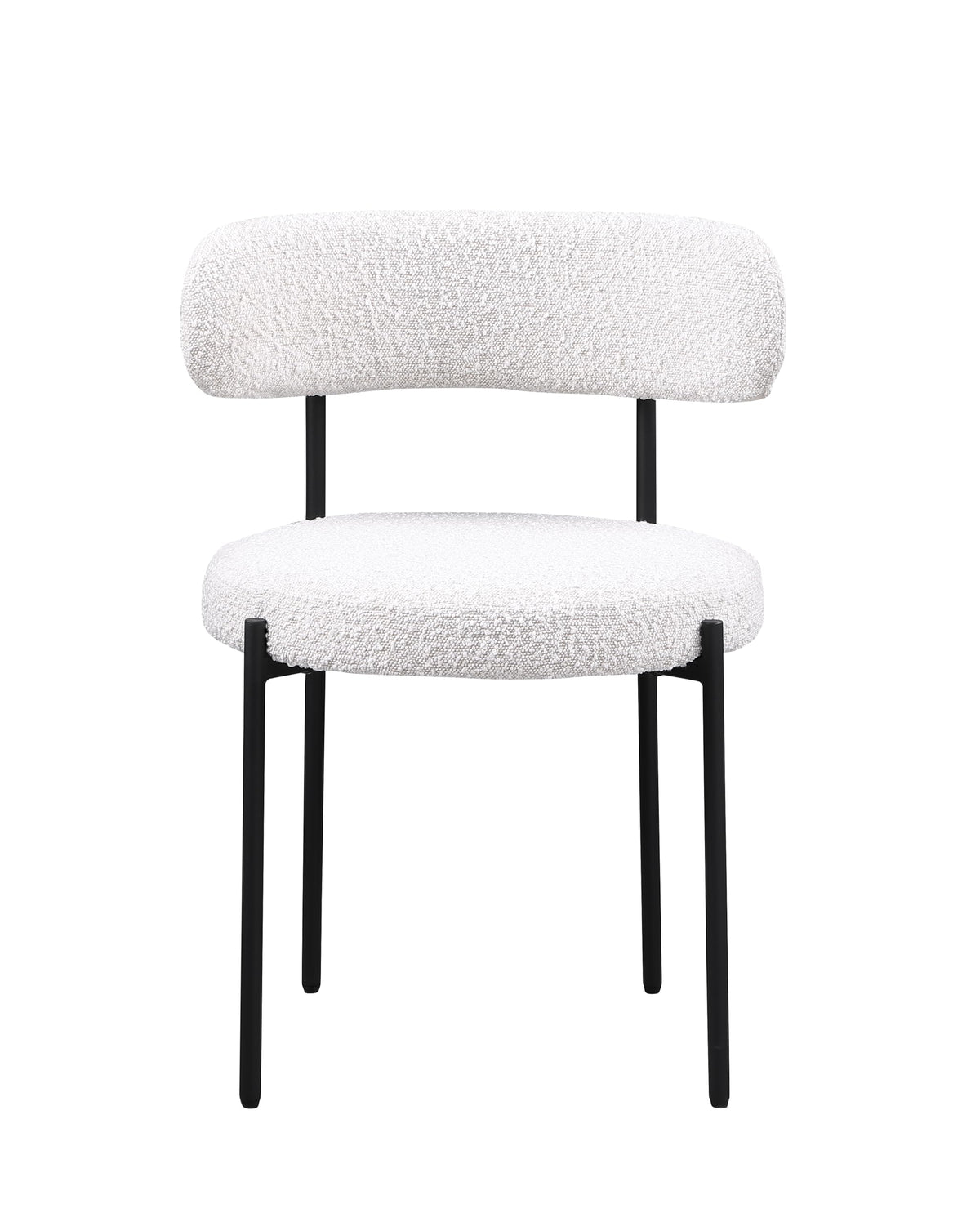 Dobby Contemporary Boucle Dining Chair with Matte Black Metal Legs - detail view