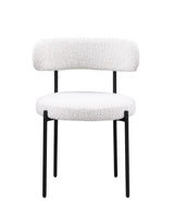 Dobby Contemporary Boucle Dining Chair with Matte Black Metal Legs - detail view