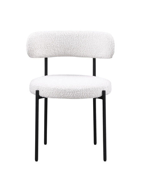 Dobby Contemporary Boucle Dining Chair with Matte Black Metal Legs - detail view