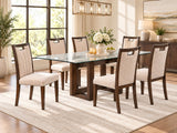 Leah Beige 7-Piece Dining Set — collection view; check selected pieces