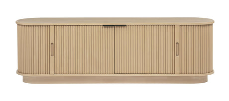 Halcrest 70" Mid-Century Fluted TV Stand in Light Oak - detail view