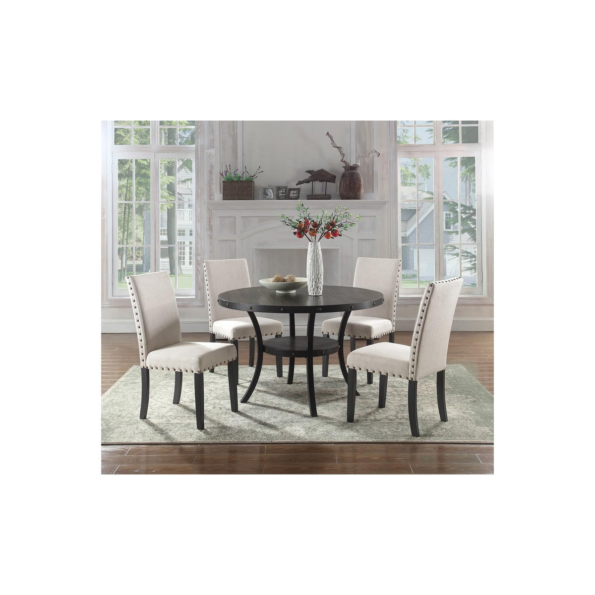 Darlington Solid Wood Dining Side Chair Antique Black - angle view