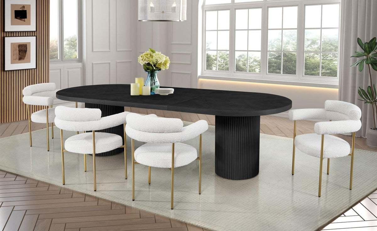 Dobby 90"-123" Extendable Oval Wooden Dining Table in Black - back view