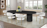 Dobby 90"-123" Extendable Oval Wooden Dining Table in Black - back view