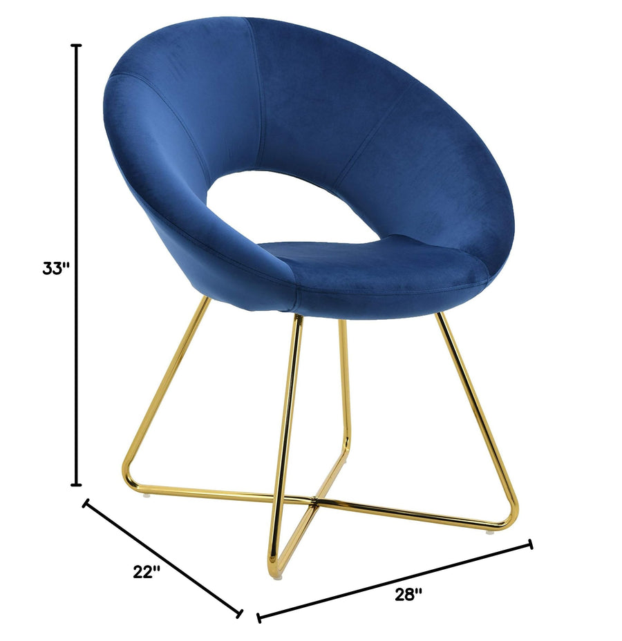 Willow Mid-Century Modern Living Room Leisure Lounge Accent Chair in Navy Blue