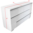 Athen 55" 6-Drawer Dresser with Chrome Pull Handles, White High Gloss Lacquer Finish - front view