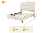 Tleraé Polyester Modern Upholstered Queen Bed Frame - side view