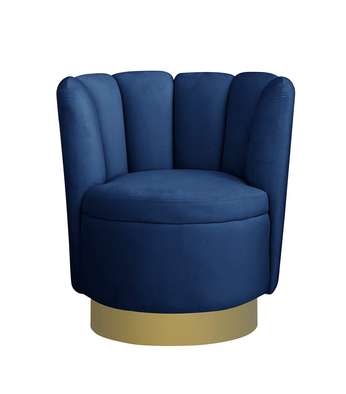 Modern Velvet New Swivel Accent Chair in Navy Blue - detail view - Navy Blue