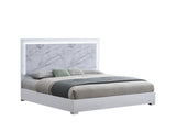 Luna 84.5" Queen Bed Frame, White Lacquered Gloss