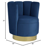 Modern Upholstered Swivel Accent Chair in Navy Blue - side view