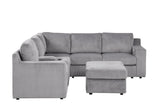 Solesse 9-Piece Contemporary Modular Sectional Sofa, Ridged 100% Polyester Upholstery in Grey - detail view