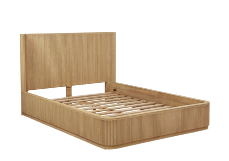 Quintet 84" Long Modern Fluted Platform California King Bed Frame in Light Oak