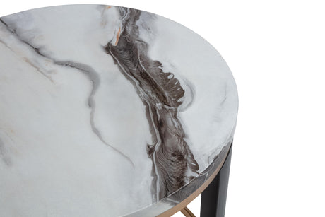 Tvano 37" Round Coffee Table with Stool, 2-Piece - back view