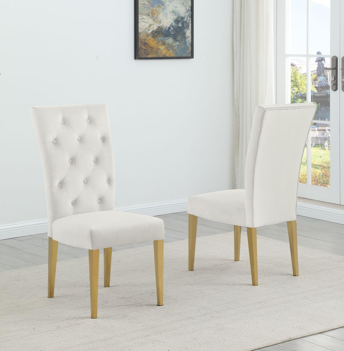 Lexington 7-Piece Rectangle Dining Set with 6 Velvet Upholstered Chairs, Modern Contemporary… - room setting