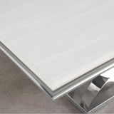 Trinidad Contemporary White Rectangular Stone Console Table in Silver - detail view