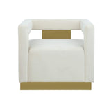 Modern Velvet New Accent Chair in Cream - detail view