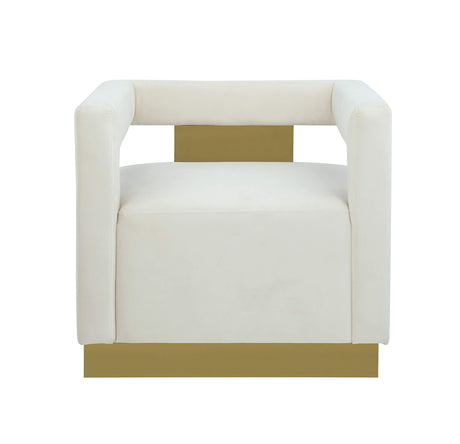 Modern Velvet New Accent Chair in Cream - detail view