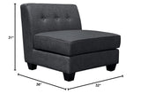 Vendome Fabric Upholstered Modular Armless Chair in Gray - side view