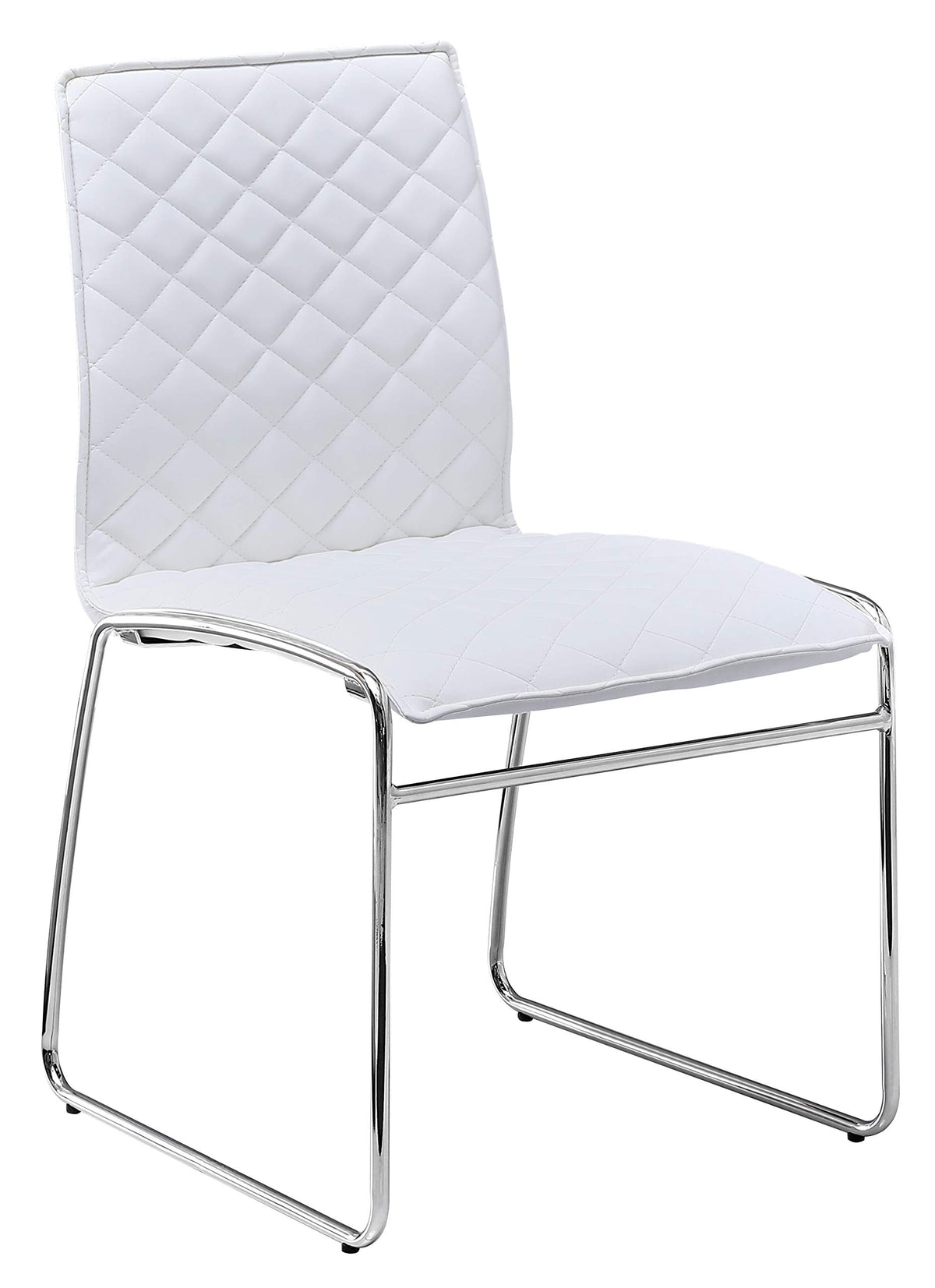 Tarina 5 Pcs Round Glass Top Dinette Set in White - front view