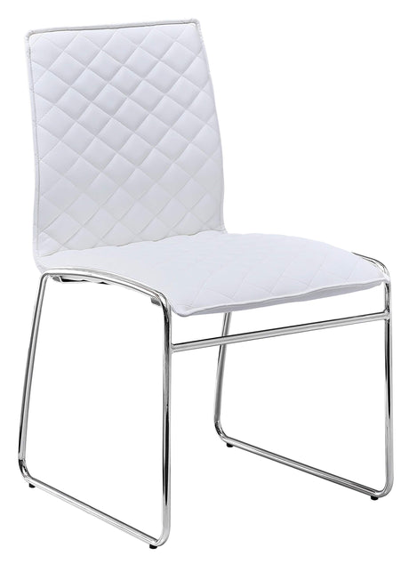 Tarina 5 Pcs Round Glass Top Dinette Set in White - front view