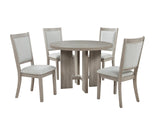 Timbria 5-Piece Round Transitional Dining Set, Kitchen or Dining Room Furniture in Oak/Grey