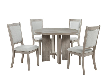 Timbria 5-Piece Round Transitional Dining Set, Kitchen or Dining Room Furniture in Oak/Grey