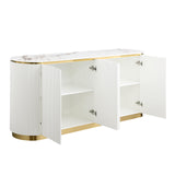 Trandell 70" Modern Glam Faux Marble Top Fully Assembled Sideboard - back view