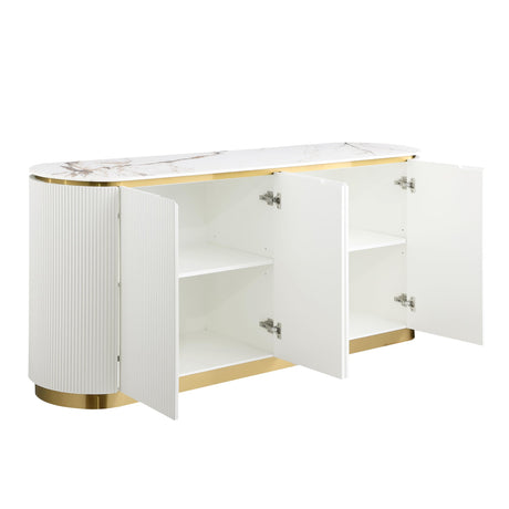 Trandell 70" Modern Glam Faux Marble Top Fully Assembled Sideboard - back view