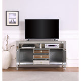 Byron Mirrored Glam Stand Supports up to 65" Tvs in Silver - detail view
