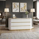 Trandell 65" Wide Modern Glam Faux Marble Top 6-Drawer Dresser - side view