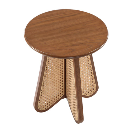 Linh Rattan End Table in Walnut - room setting