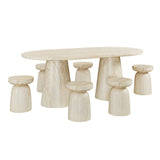 Vyn 14" Modern Round Side Table Concrete Tavertine Finish - back view