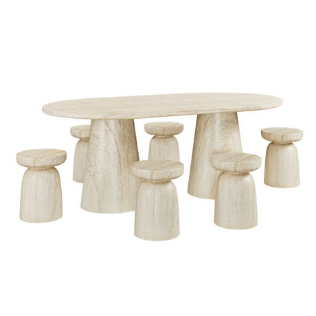 Vyn 78" Modern Oval Dining Table Concrete Tavertine Finish - detail view