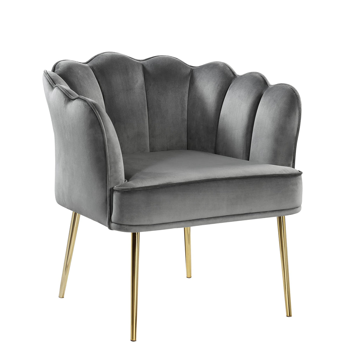 Jayleen Velvet Wide Barrel Chair in Grey