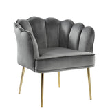 Jayleen Velvet Wide Barrel Chair in Grey