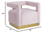 Hayes Tufted Modern Glam Velvet Accent Chair in Pink - side view