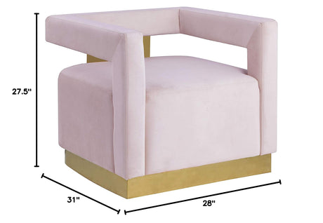 Hayes Tufted Modern Glam Velvet Accent Chair in Pink - side view