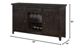 55" Traditional Solid Wood Server in Dark Brown in Espresso - side view
