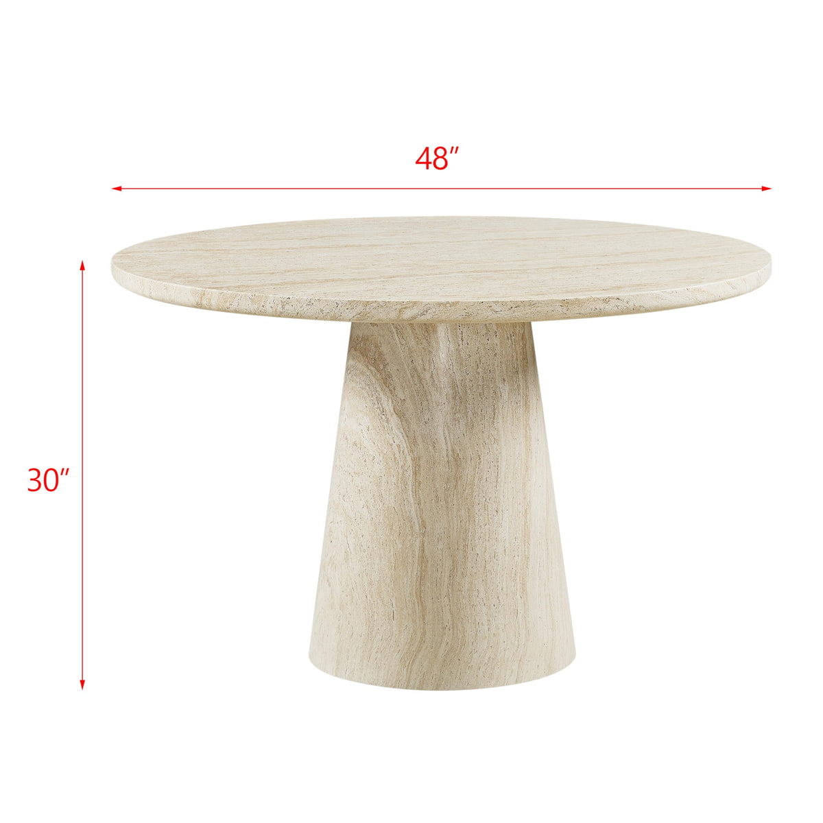 Vyn 48" Modern Round Dining Table Concrete Tavertine Finish - side view