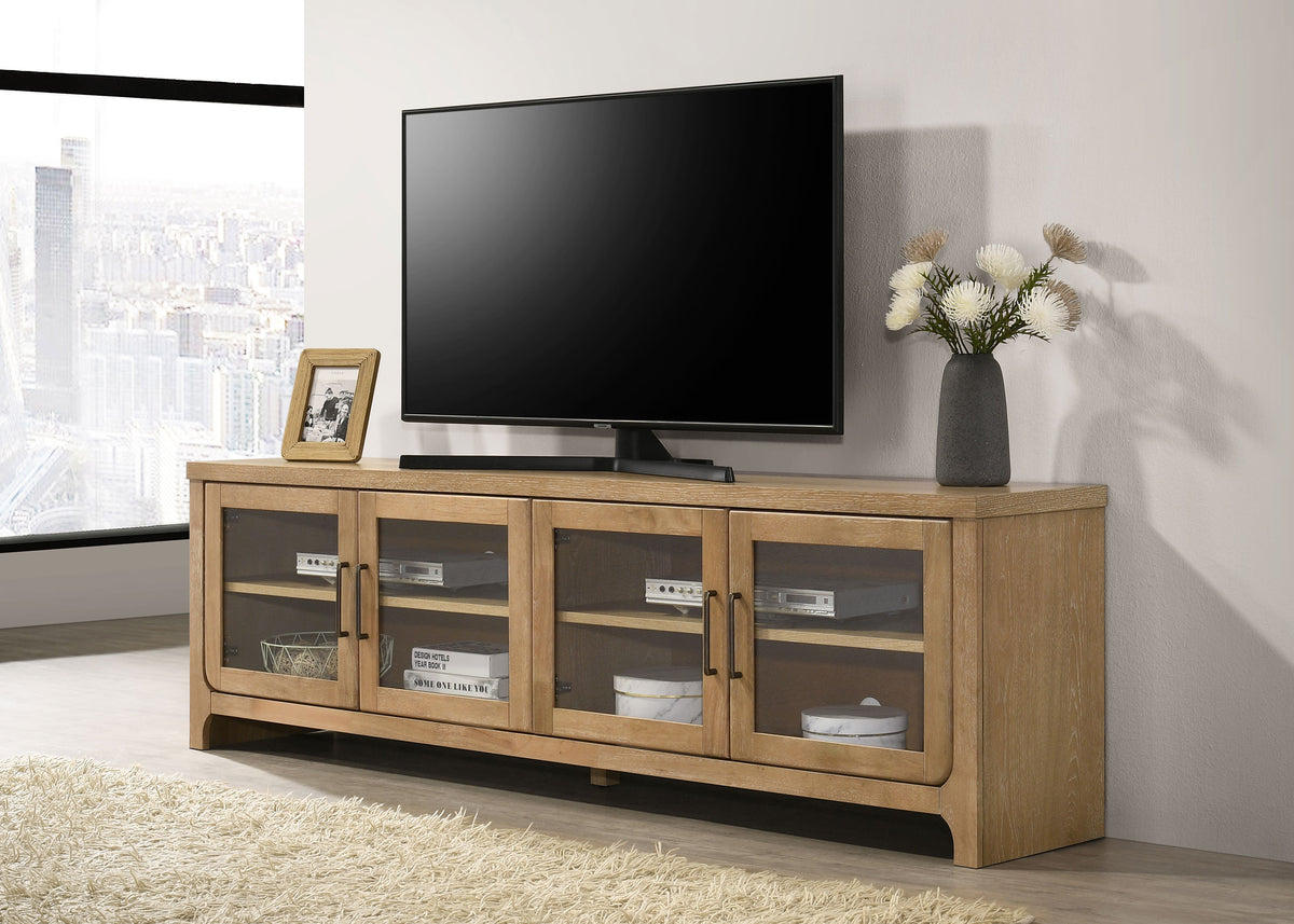 Brenham 79" TV Stand with Glass Doors - Washed Oak Media Console, Fits TVs up to 85" – view 1