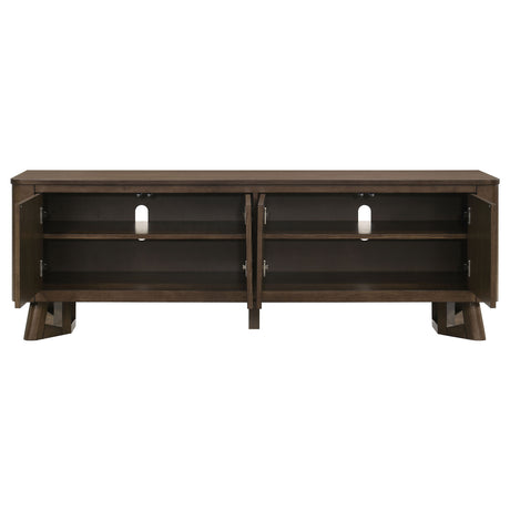 Trotter 71" TV Stand - 4-Door Media Console with Framed Panels & Interior Shelving in Brown – view 5