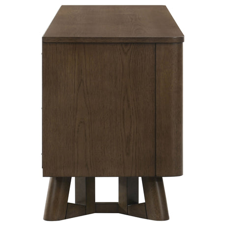 Trotter 71" TV Stand - 4-Door Media Console with Framed Panels & Interior Shelving in Brown – view 11