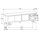 Trotter 71" TV Stand - 4-Door Media Console with Framed Panels & Interior Shelving in Brown – view 14