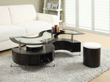 Buckley 3-Piece Glass Top Coffee Table with 2 Stools