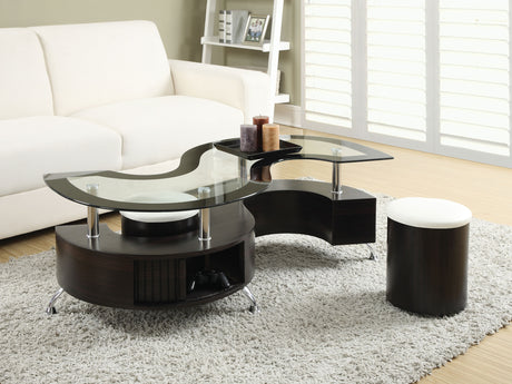 Buckley 3-Piece Glass Top Coffee Table with 2 Stools