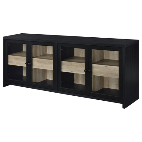 Denison 79" TV Stand & Entertainment Center with Media Towers - Glass Doors & Hidden Drawers in Black – view 10
