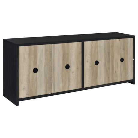 Denison 79" TV Stand & Entertainment Center with Media Towers - Glass Doors & Hidden Drawers in Black – view 12